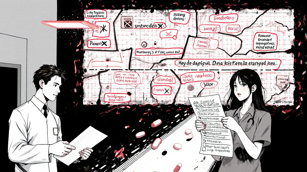 Patient presenting handwritten medication list in ER as digital drug history glitches above