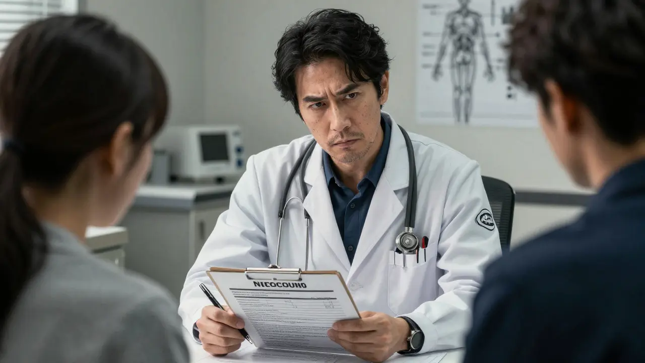 Doctor and patient reviewing medical documents to request a tier exception