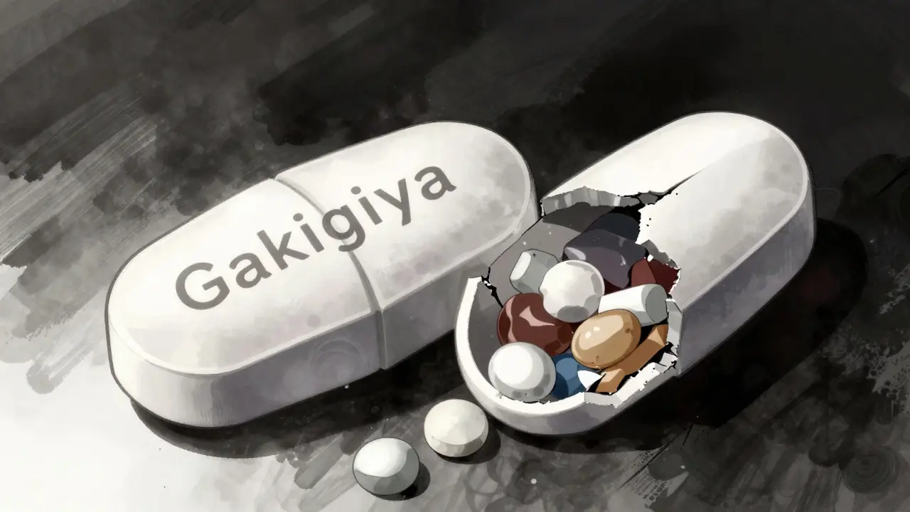Conceptual art showing difference between brand and generic pill internals