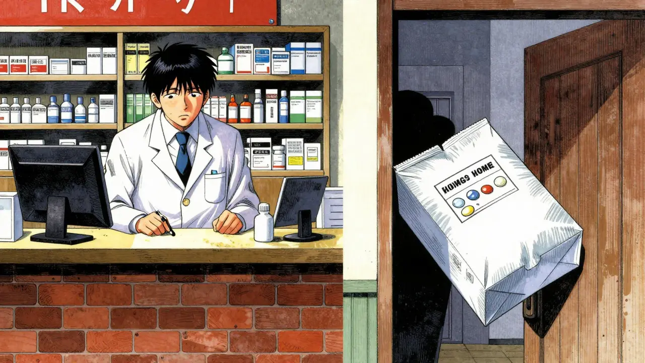 Comparison of local pharmacy pickup vs home delivery in Gekiga style